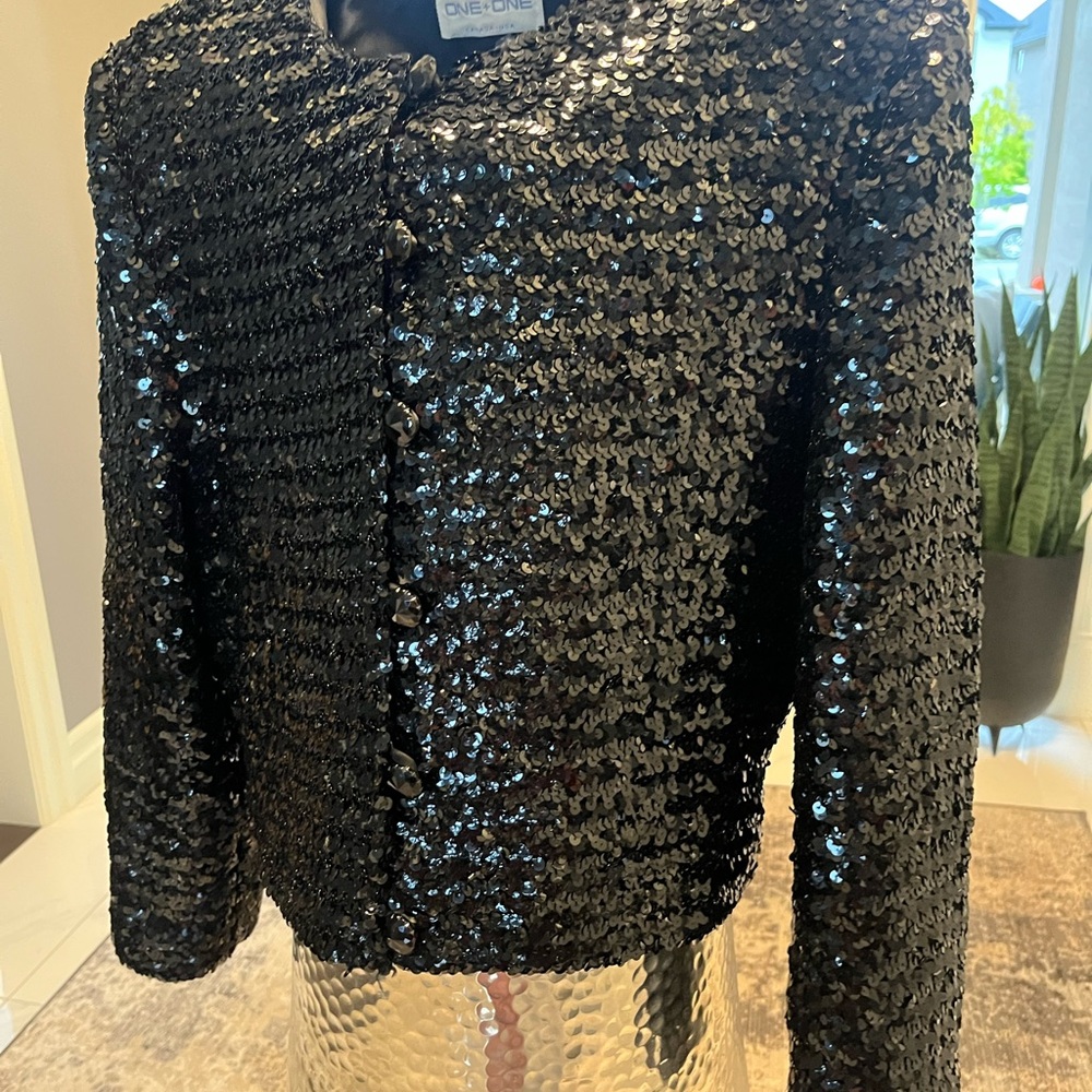 COPY - 1+1 size 10 vintage, sparkling, sequin, disco, dinner, jacket, gala even… - Picture 14 of 17
